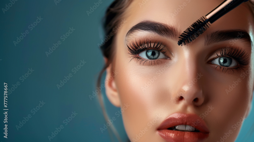 A woman is applying mascara to her eyes. Concept of beauty and self-care, as the woman takes the time to enhance her natural features