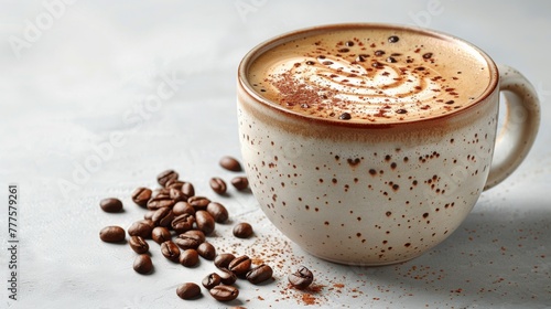 A Cup of Coffee Surrounded by Coffee Beans