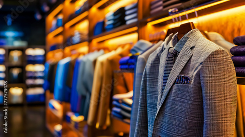 Men elegant clothing showcase, luxury.