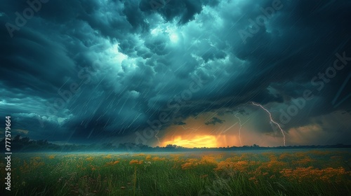 Approaching Storm Over Field