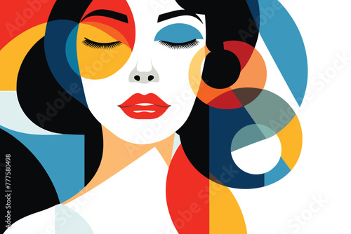 Abstract art of a beautiful woman, flat illustration