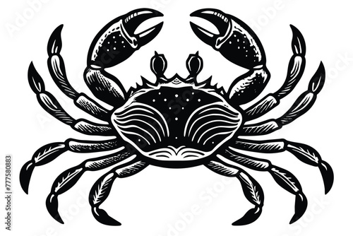 black and white crab vector