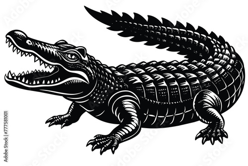 black and white crocodile vector