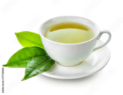Grüner tee isoliert auf weißen Hintergrund, Freisteller 