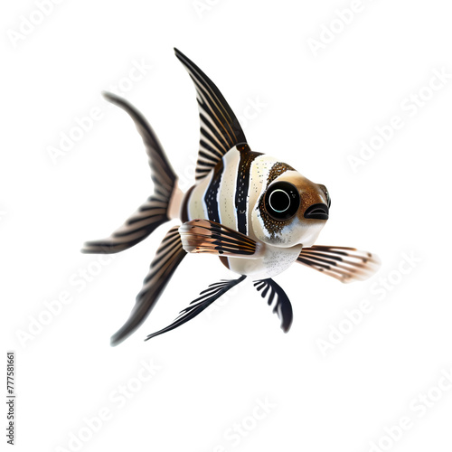 cute 3d fish icon . 3d rendering of Banggai Cardinal Fish (Pterapogon kauderni). ai generative