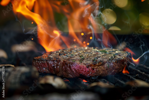 Sizzle and Spice - Seasoned Steak Over Open Flames