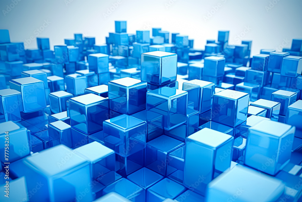 A blue image of many cubes with a blue background. A blue image of many cubes with a blue background.