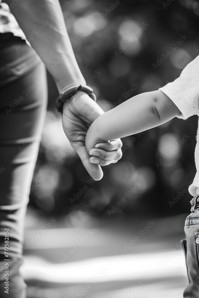 Bond of Generations: Parent and Child Holding Hands