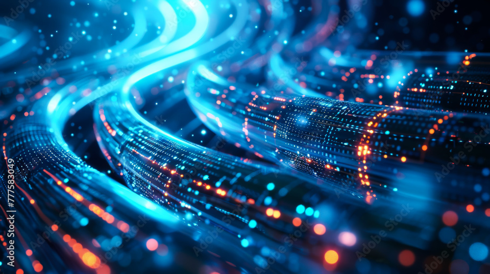 Internet technology. Data channel cable. Cyber network of information flows. High speed internet