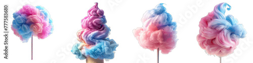 Cotton candy spun into whimsical shapes Hyperrealistic Highly Detailed Isolated On Transparent Background Png File