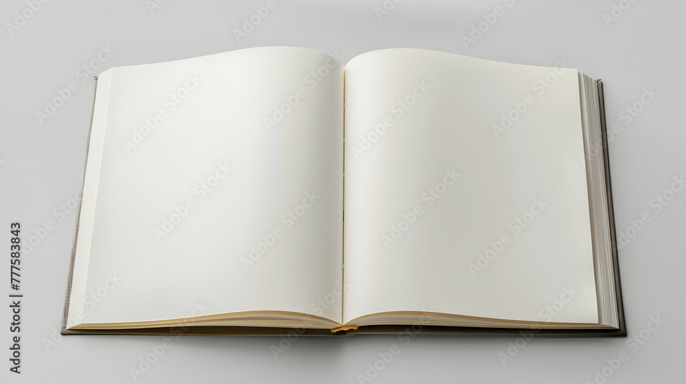 mockup closeup open white book on white background top view mockup closeup open white book on white background top view