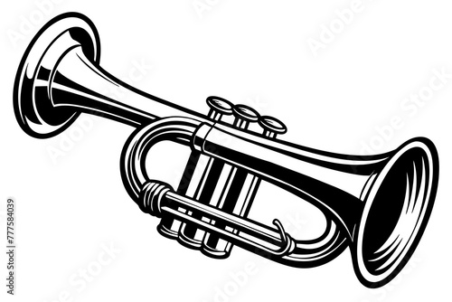 trumpet silhouette vector art illustration