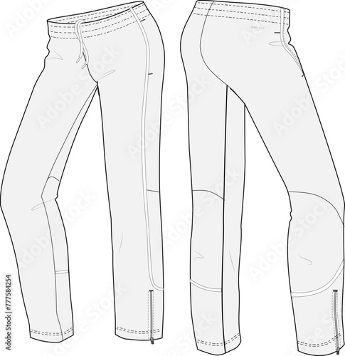 Women's Track Pant Sport Fashion Vector Sketch Template 