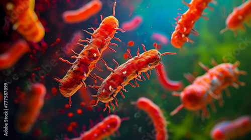 Mycobacterium cholerae under microscope. 3d visualization.