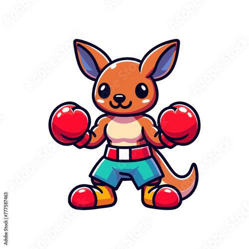 cute icon character kangaroo boxer