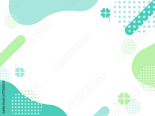 四葉のクローバーの緑　ポップ 　ウェーブ　フレーム	
