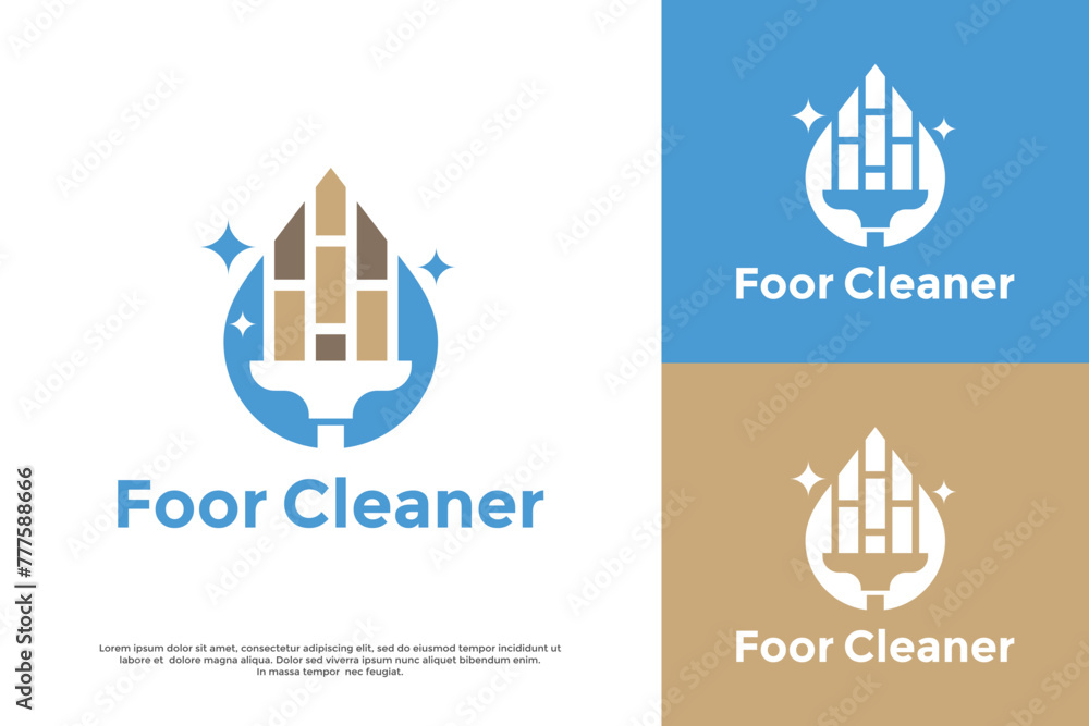 Floor cleaner vector logo template. This design use broom and floor symbol. Suitable for cleaning service business Floor cleaner vector logo template. This design use broom and floor symbol. Suitable for cleaning service business