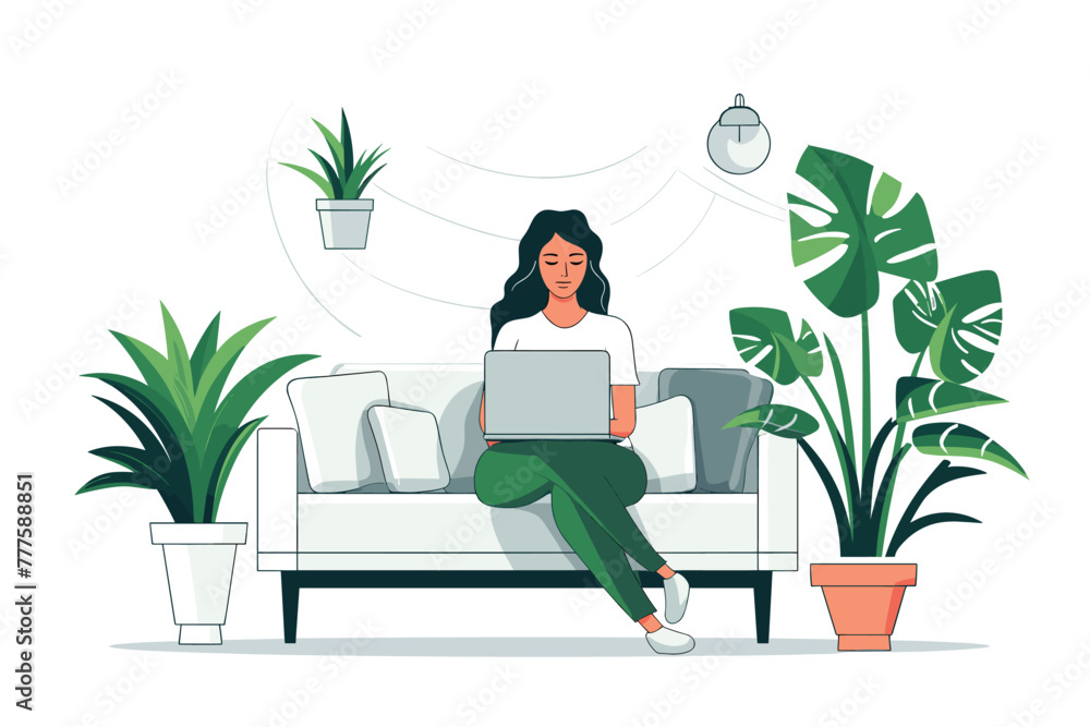 work from home vector illustration on isolated background work from home vector illustration on isolated background