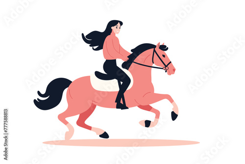 woman riding horse vector illustration