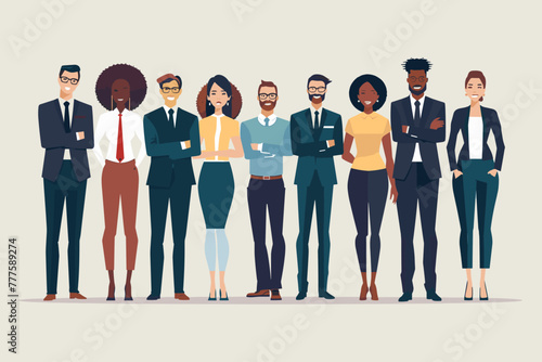 Diverse team of businessmen and businesswomen from various backgrounds collaborate harmoniously, embodying the principles of workplace diversity, inclusion, and equal opportunity 