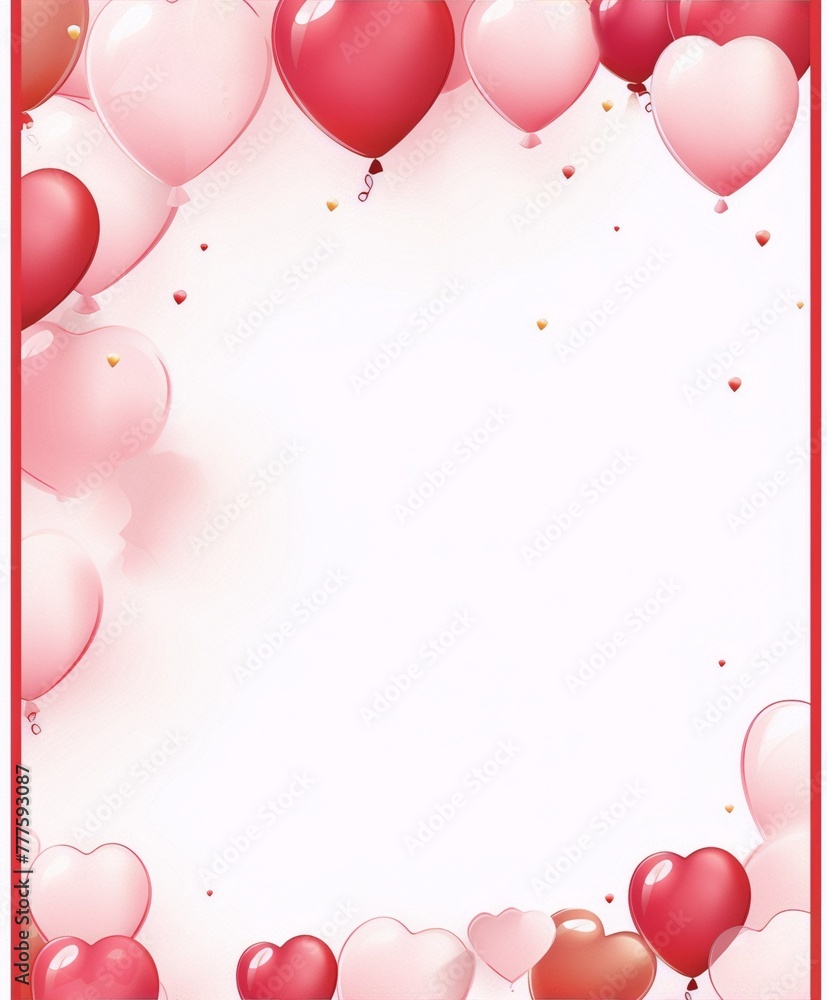 Pink and red heart-shaped balloons on a white background. Perfect for Valentine's Day.