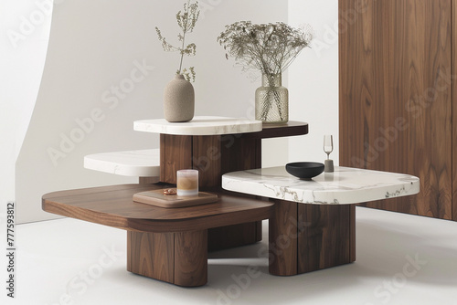 A modular side table system with interchangeable components, allowing for endless configurations to suit evolving needs and preferences.