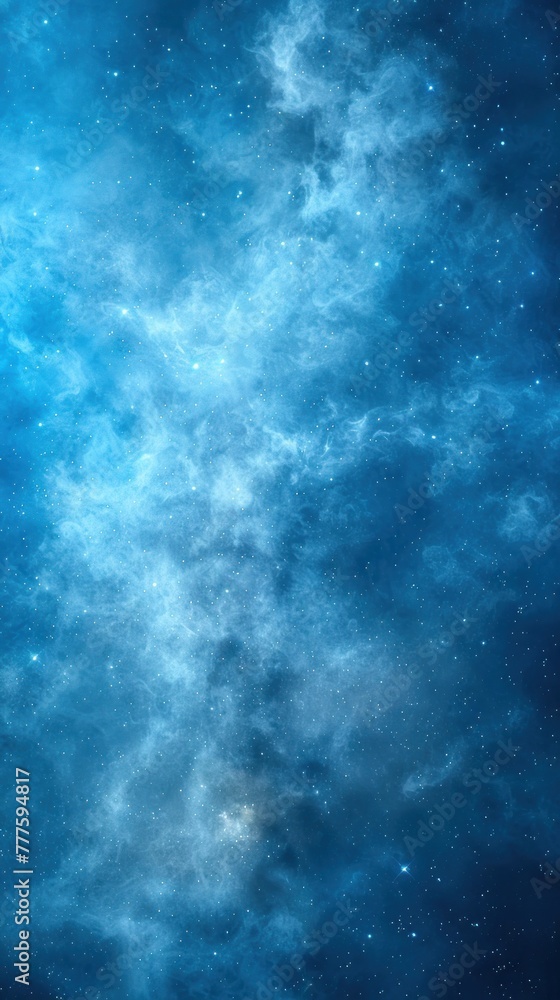 Blue space with stars and clouds