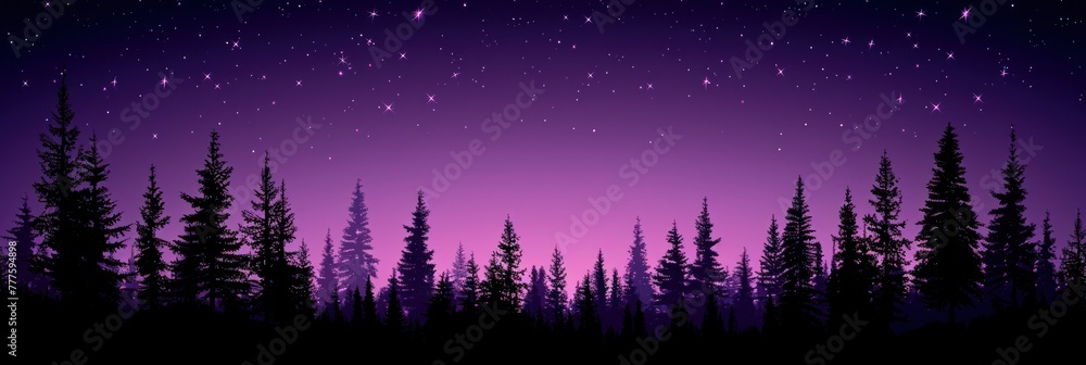 Night sky filled with stars, silhouette of trees in foreground Night sky filled with stars, silhouette of trees in foreground