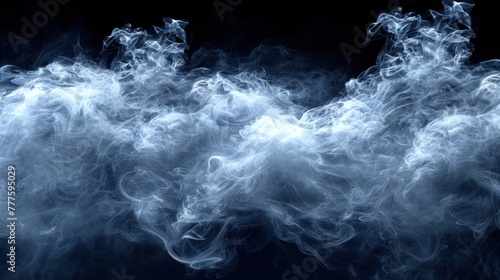 White smoke wisps across a black background