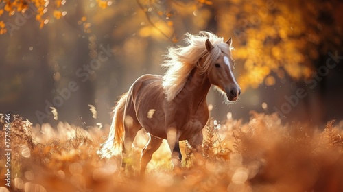 Horse Galloping Through Tall Grass