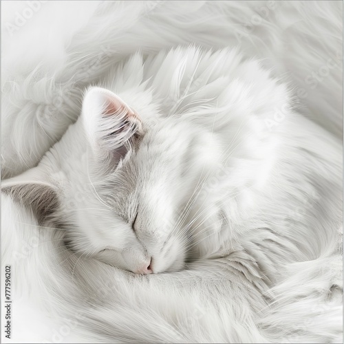 white sleeping cat