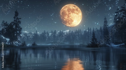 Full Moon Reflecting in Water