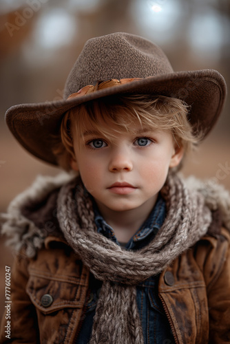 portrait of a child with a cowboy hat photo