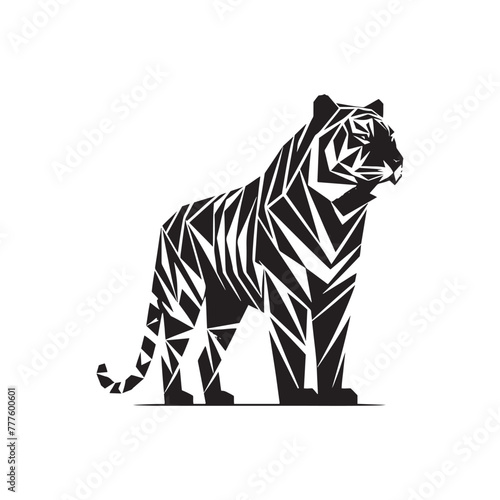 Creative Tiger Creation: Dynamic Tiger Geometric Silhouette, Enhanced by Sleek Vector Design, Tiger Geometric Illustration - Minimallest Geometric Tiger Vector