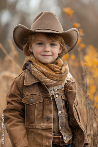 smiling happy cowboy child, boy dressed like a cowboy © Monique