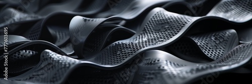 Showcasing a monochromatic pattern, this image captures the undulating surfaces of a rubber material