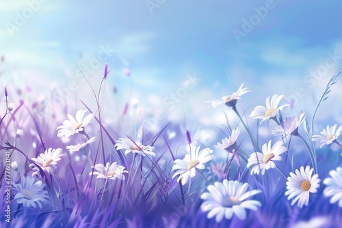 Field of White Daisies Under Sunny Sky