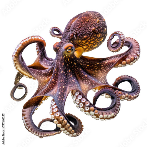 giant pacific octopus aquatic animal on an isolated transparent background