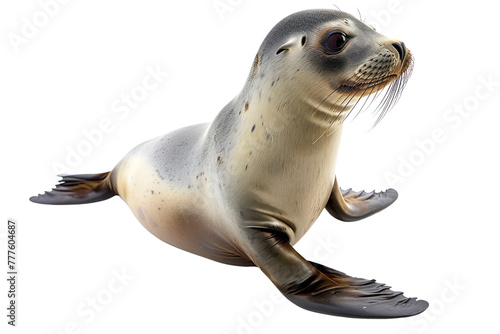 gray seal aquatic animal on an isolated transparent background