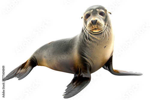 gray seal aquatic animal on an isolated transparent background