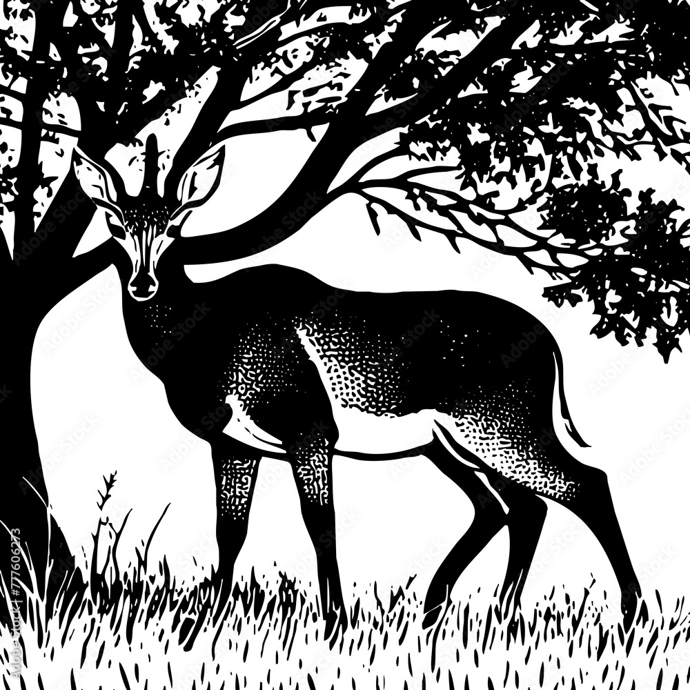 Gazelle. Black and white illustration. Logo design for use in graphics. T-shirt print, tattoo design. Generated by Ai Gazelle. Black and white illustration. Logo design for use in graphics. T-shirt print, tattoo design. Generated by Ai