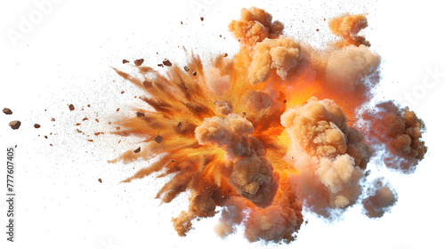 A large explosion with flames and smoke isolated against a white background , Explosion fire and flames isolated on white, transparent,A huge ball of flames and smoke from an explosion 