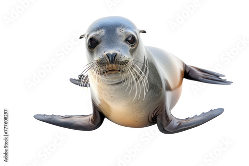 hawaiian monk seal on isolated transparent background photo