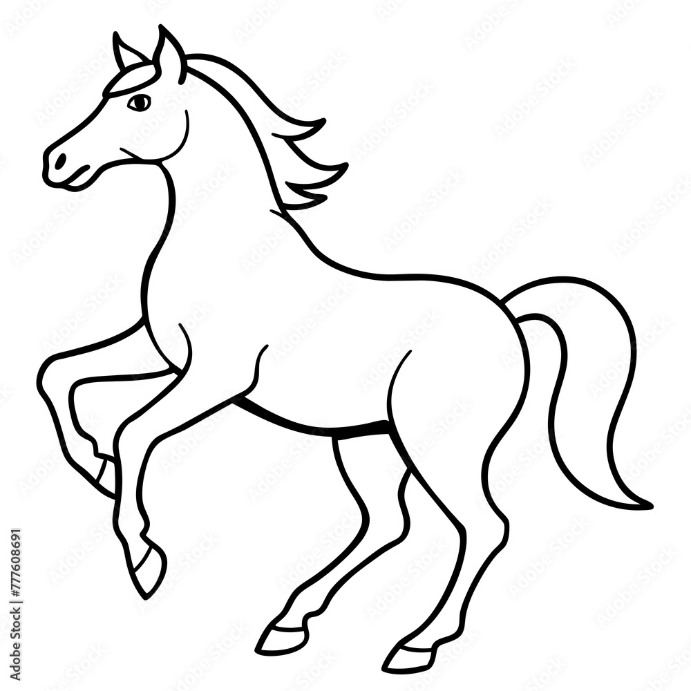 Dancing horse silhouette isolated on white - Vector - Vector art - Vector illustration - Premium illustration