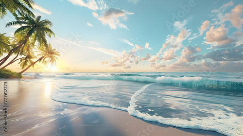 background for a banner for ocean day June 8, seascape at dawn with space for text © katerinka