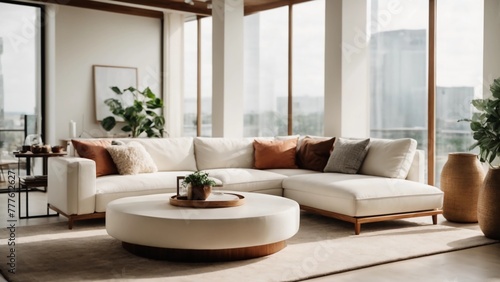 modern living room with sofa,Modern sofa on isolated white background. Furniture for the modern interior, minimalist design. © Khawar Mukhtiar