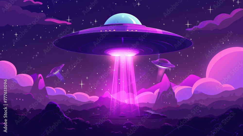 Ultra Violet UFO Flat Style Illustration Ultra Violet UFO Flat Style Illustration