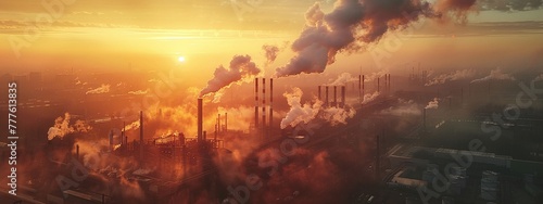 desolate industrial landscape marked by heavy pollution from a large factory  raising concerns for environmental health
