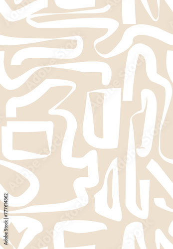 Seamless pattern. Abstract background brush strokes. Monochrome hand drawn.