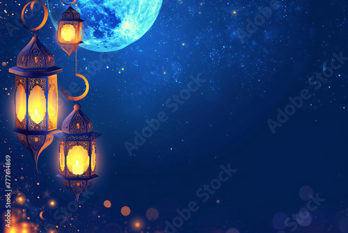 Eid-Mubarak-background-with-traditional-lanterns-festival